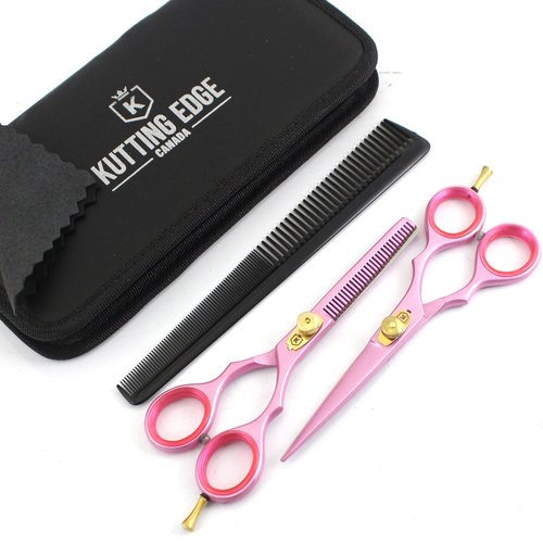 Kutting Edge - Hair Scissors Professional Hair Cutting Scissors Kit Thinning Shears Hairdressing Scissors Set, Pink Coated Barber Scissors 6.0” Set