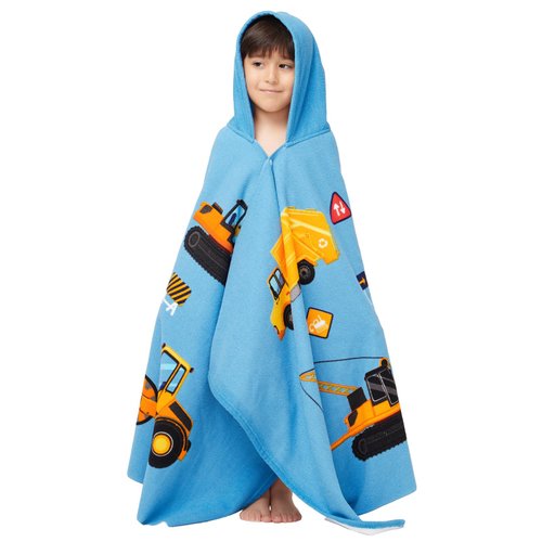 Gealaek Hooded Towel for Toddlers 2-10 Years Boys Girls Kids Bath Pool Beach Towel Wrap Soft Absorbent Beach Poncho(Construction site)