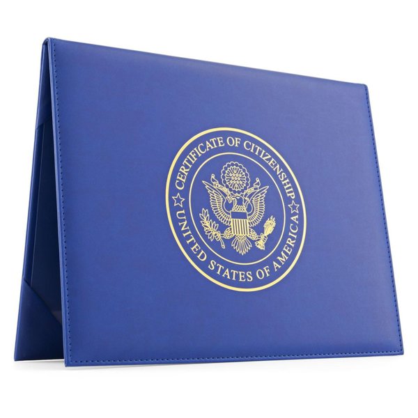 OFFICIAL FELLOW CITIZEN The Original US Citizenship Certificate Holder Luxury Gifts for New American Citizens | Fully Padded Leatherette | Gold Eagle Seal | Naturalization Certificate Cover