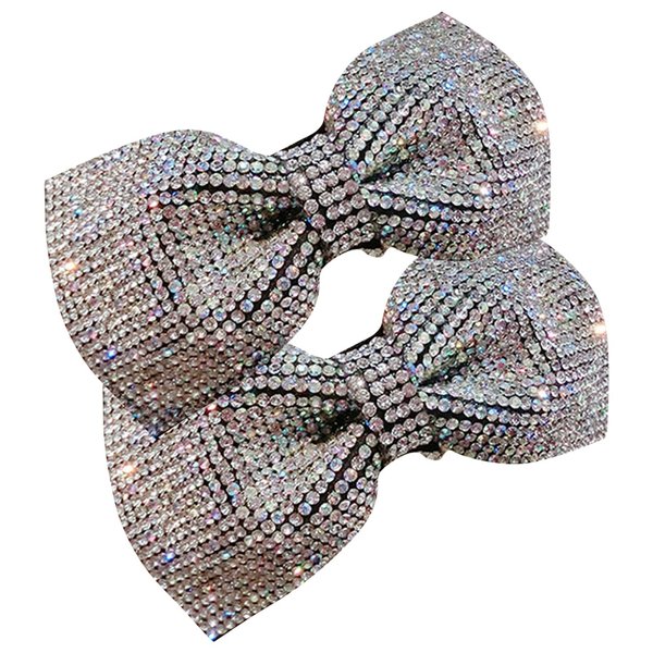 2 Pack Black or Silver Glitter Sequins Bow Hair Clip Hairpin for Girls Cheer,Dance Recital,Birthday Shirt,Themed Party Festivals (Silver)