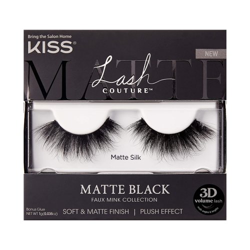 KISS Lash Couture Faux Mink 3D Matte False Eyelashes, Matte Silk', 14 mm, Includes 1 Pair Of Lash, Contact Lens Friendly, Easy to Apply, Reusable Strip Lashes