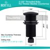 BESTILL Sink Top Garbage Disposal Air Switch Kit, Matte Black (Long Push Button with Brass Cover), UL Listed