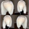 Mscathy Platinum Blonde 13X4 Human Hair Bob Wig HD Lace Front Breathable Hair Pre Plucked Transparent 150% Density Lace Front Wigs Human Hair for Woman 10 Inch