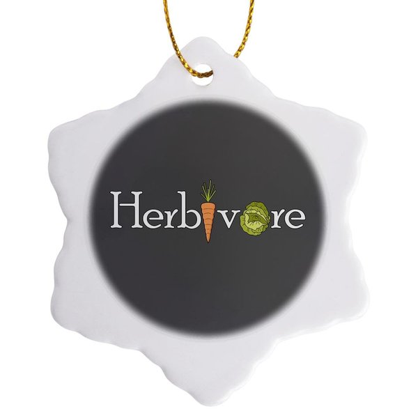 3dRose Janna Salak Designs Text Art - Herbivore Funny Vegan Vegetarian - Ornaments (orn-283615-1)