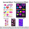 8Sheets Glow In The UV Neon Tattoos Fake Face Body Waterproof Glitter Lip Temporary Tattoos for Adults Party Supplies 50Pc Love Waterproof Vinyl Stickers for Kids Bottle Laptop Guitar Party Favors