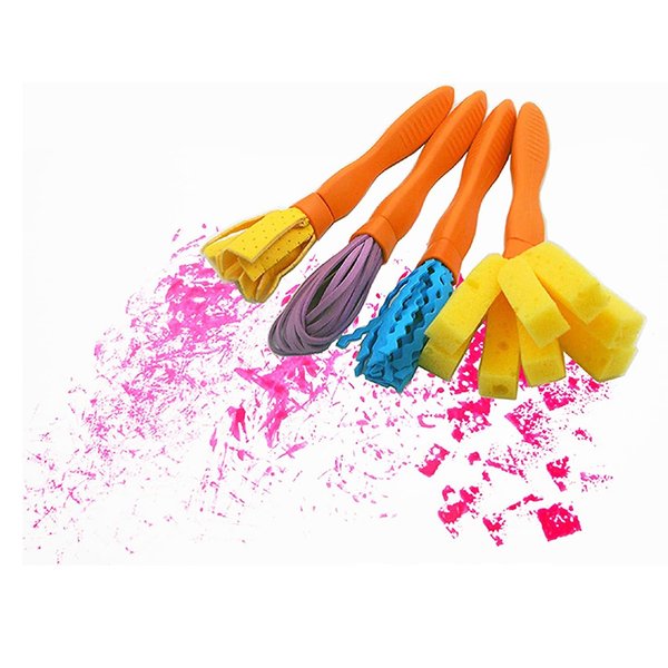READY 2 LEARN Triangle Grip Mini Texture Wands - 4 Easy to Grip Paint Brushes for Toddlers and Kids - Set 1 - DIY Patterns and Effects