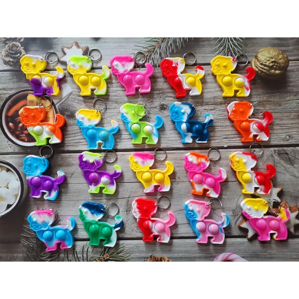 Roaqua 20 Packs Dog Puppy Backpack Keychain Mini pop Fidget for Students Gifts and Dog Party Favors,Students Bubble Prize for Kids
