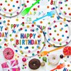 Happy Birthday Decorations 96 Pieces Happy Birthday Plates and Napkins Party Supplies Disposable Paper Birthday Plates and Napkins, Forks for Boys Girls Birthday Party Decorations