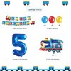 JOPARY Train 5th Birthday Decorations Boys Train, 5 Years Old Birthday Party Supplies With Number 5 Foil Balloons Train Birthday Banner,Latex Balloons For Kids Train Birthday Party Decoration