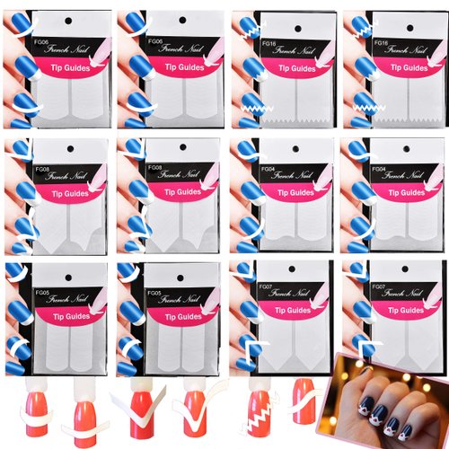 12 pcs Nail Tips Guide Various Styles For Nail Art