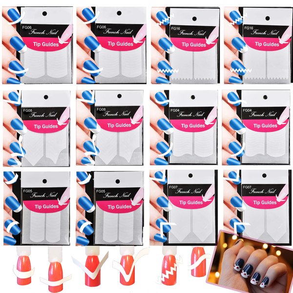 12 pcs Nail Tips Guide Various Styles For Nail Art