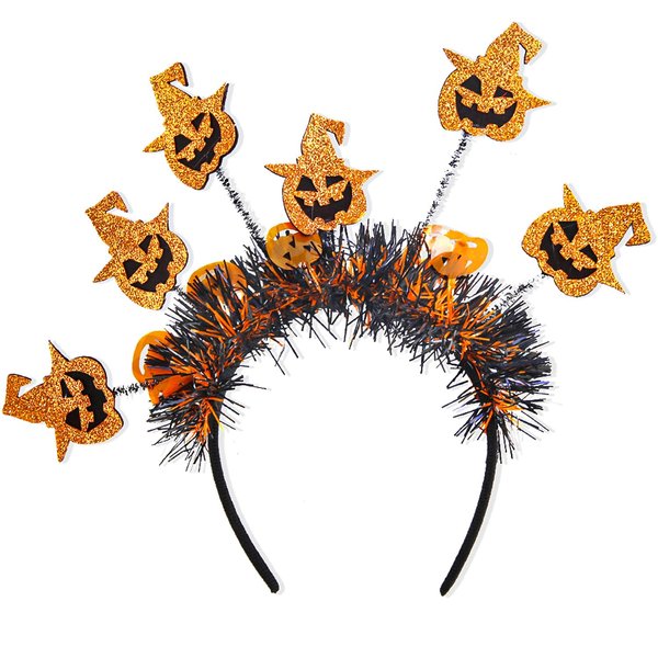 Halloween Headband for Women, Glitter Halloween Pumpkins Headband, Halloween Holiday Headbands Party Gift Halloween Accessories for Women and Girls (Orange)