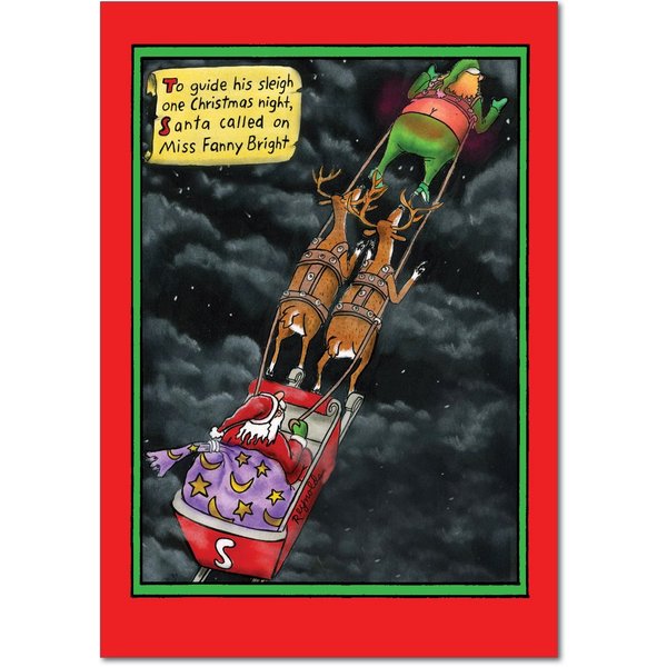 B1018 Box Set of 12 Miss Fanny Bright Unique Humor Christmas Greeting Cards with Envelopes