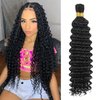 LANWIUKU Human Braiding Hair for Boho Braids Deep Wave Human Hair Braiding Hair 2Bundles/Pack 100g Bulk Human Hair for Braiding Wet and Wavy Braid Human Hair Extensions (14 inch)