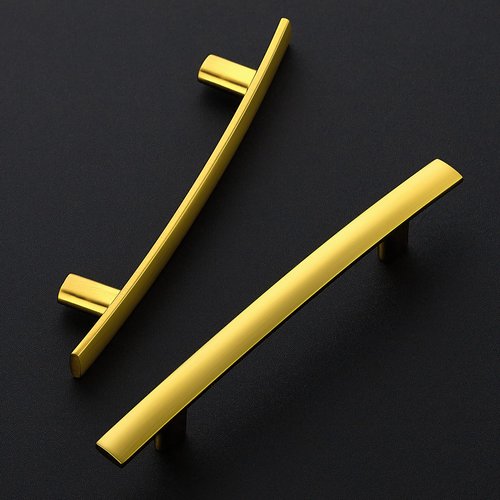 Ravinte 10 Pack 6 Inch Curved Cabinet Pulls Brushed Brass Zinc Alloy Kitchen Cupboard Hadware Arch Drawer Handles Cabinet Pulls 6" Length,3.75" Hole Center