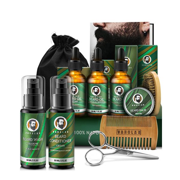 Valentines Gifts for Him, Gifts for Men, Beard Care Kit for Men with Beard Oil Balm Conditioner Wash Brush Comb Scissor, Mens Gifts for Birthday & Christmas Gifts for Boyfriend Brother Dad Husband