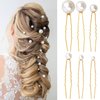 30 Pieces Wedding Pearl Hair Pins for Brides Bridal, Elegant Pearl Rhinestones Hair Pins Updos Hair Piece Hair Accessories for Brides Bridesmaid Women (Gold)