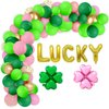 St. Patrick's Day Balloon Garland Arch Kit LUCKY Foil Balloons Pink leaf clover foil balloon for St. Patrick's Day Party Decorations Irish Birthday Party Supplies