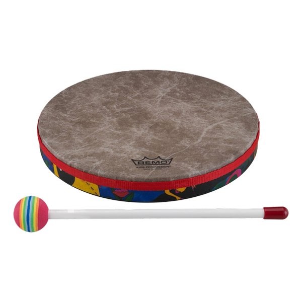 REMO Drum, KIDS PERCUSSION®, Hand Drum, 8" Diameter, 1.25" Depth, Fabric Rain Forest