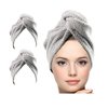KEEPOZ Hair Towel Wrap Quick Dry 100% Cotton Super Absorbent Turban Head Wrap for Women with Button, Non Microfiber Anti Frizz Hair Products, Hair Cap for Curly, Long & Thick Hair (Grey Check, 2 Pcs)