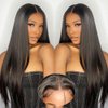 Wear and Go Glueless Wigs Human Hair Pre Plucked Pre Cut 6x4 Straight Lace Front Wigs Human Hair Wigs for Women No Glue Hd Lace Front Closure Ready to Wear Wigs 180% Density 24 Inch Natural Black