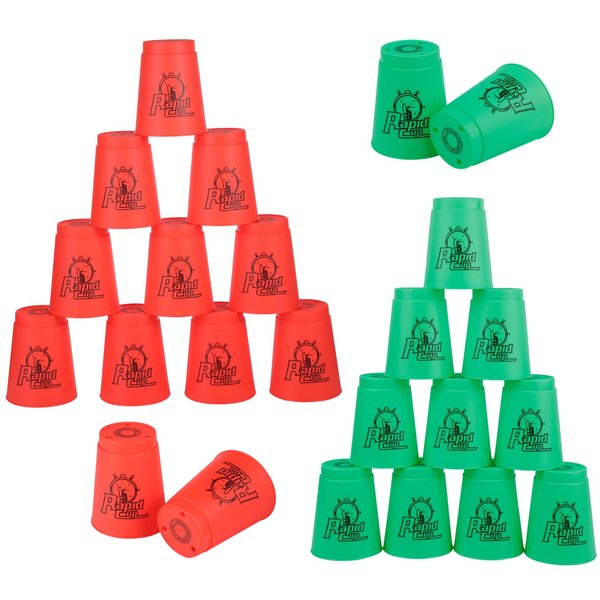 yeesport Sport Stacking Cups, 24pcs Sports Stacking Cups Speed Training Game for Challenge Competition Travel Party Gift for Kids and Adults (Red+Green)