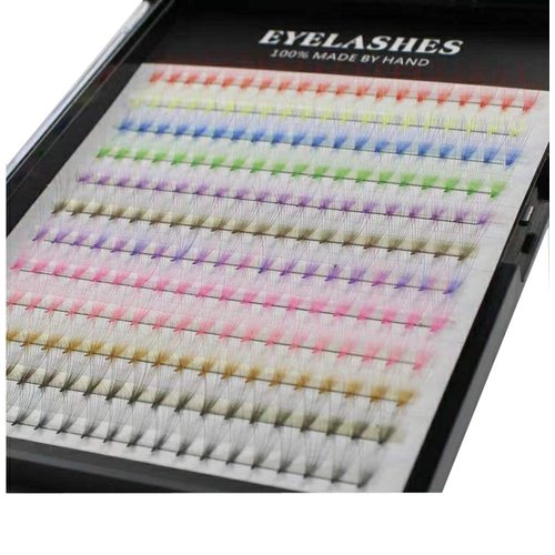 12Rows 240Pcs 10D Colorful Individual Premade Fans False Eyelashes Mixed 12 Colors Volume Eye Lashes Extensions Makeup Cluster Eyelashes 8/10/12/13/14/15/16mm Available(14MM)
