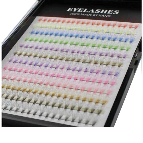 12Rows 240Pcs 10D Colorful Individual Premade Fans False Eyelashes Mixed 12 Colors Volume Eye Lashes Extensions Makeup Cluster Eyelashes 8/10/12/13/14/15/16mm Available(14MM)