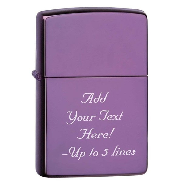 Zippo Lighter - Personalized Message Engraved on Backside Unique Colored Windproof Lighter (Purple #24747)