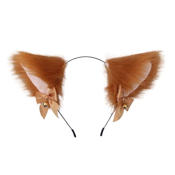 ccHuDE Cute Cat Ears Headband Fox Ears Cosplay Headband with Bells Headwear Hairband for Party Costume Halloween Hairhoop Brown