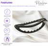 Parcelona French Small Plain Oval Black Ponytail Holder No Metal Hair Clip Barrette