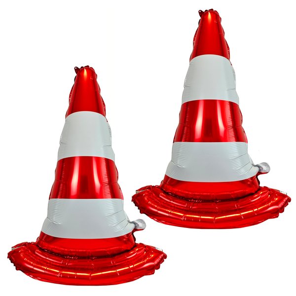 2PCS Self standing Racing Traffic Cones Foil Balloon car balloons for birthday boy race Themed party Baby Shower traffic cones party race track Decorations Supplies