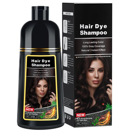 Dark Brown Hair Dye Shampoo Hair Color Shampoo for Gray Hair Coverage, Herbal Dark Brown Hair Dye Shampoo 3 in 1 for Men/Women, Control Color Shampoo for men, Ammonia-Free champu con tinte para canas