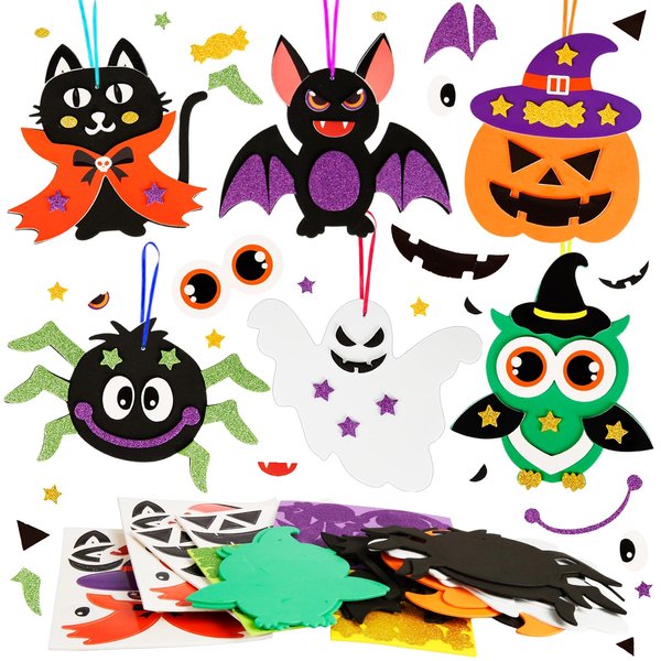 Fennoral 12 Pack Halloween Craft Kit for Kids Make You Own Halloween Foam Stickers Halloween Arts and Crafts DIY for Kids Boys Girls Party Supplies Halloween Decoration