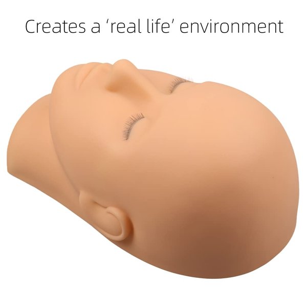Practice Lash Mannequin Head Flat Head Doll Head Manakin Eyelids for Lash Practice Eyelash Mannequin Doll Face Head Practice Facial Mannequin (Yellow Color)