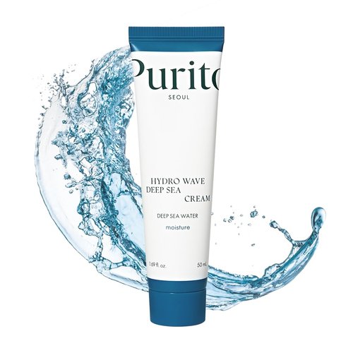 PURITO Hydro Wave Deep Sea Cream, Gangwondo Deep Sea Water, for All Skin Types, Daily Face Moisturizer, Lightweight, Deep Hydration, Oil-Free, Vegan & Cruelty-Free, Korean Skin Care, 50ml 1.69fl.oz