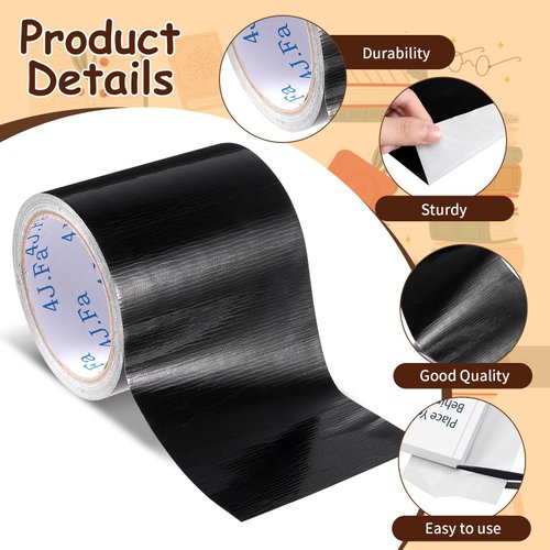 SMAODSGN 4 Inch Black Book Binding Tape 540 Inch Book Spine Tape Book Repairing Tape Library Book Adhesive Tape Thick Book Tape for Covering Hardback Broke Used Book（200u）