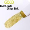 UCANBE Gold Body Glitter, Face Glitter Stick for Singer Concerts Music Festival, Chunky Glitter Makeup Rave Accessories for Body Face Hair Eyes Lip, Sparkling Mermaid Sequins for Women