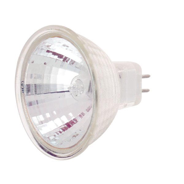 Satco S1977 35 Watt MR16 Halogen GX5.3 Base 120 Volt Clear FL 36 Beam Pattern No Harmful Ultraviolet Rays Light Bulb, With Lens