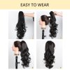 NJJYXH Ponytail Hair Extensions Natural Black Ponytail Clip in Claw Synthetic Hairpieces 20 Inch Wavy Curly Hair pieces for women