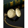 Vintage Pocket Watch Gold Steel Men Watch with Chain for Fathers Day Gift