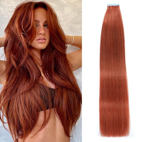 Tape in Hair Extensions Human Hair Double Weft Real Human Hair Extensions Seamless Straight Human Hair Extensions for Fashion Women Tape in Extensions