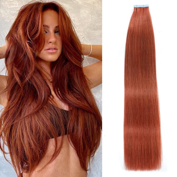 Tape in Hair Extensions Human Hair Double Weft Real Human Hair Extensions Seamless Straight Human Hair Extensions for Fashion Women Tape in Extensions