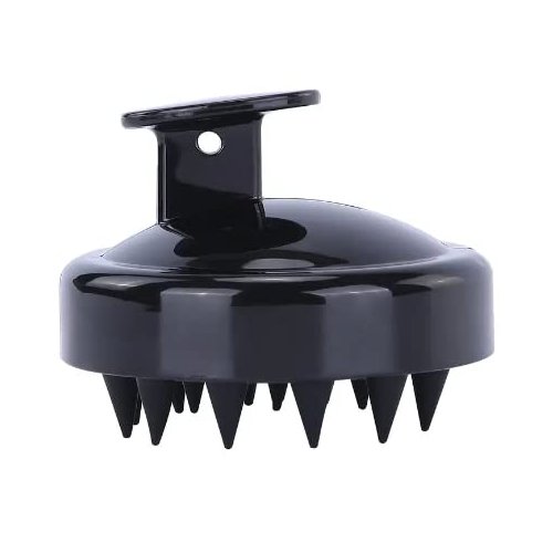 Hair Brush Soft Silicone Bristles For Shampooing Scalp Hair Care (Black)