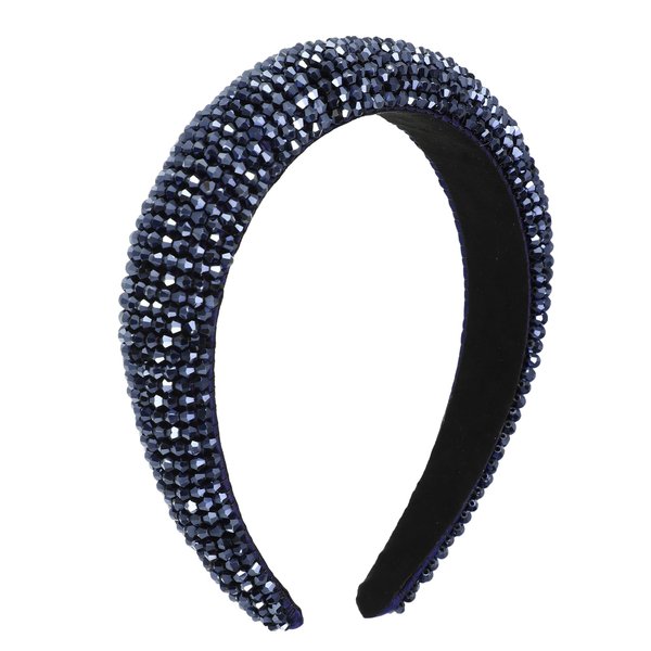 VOCOSTE Rhinestone Headbands, Diamond Bling Headbands, Crystal Embellished Headband, Deep Blue Headband, Beaded Jeweled Hairband, Thick Padded Headband, Hair Accessories for Women