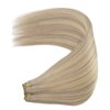 YoungSee Weft Real Human Hair Extensions, Blonde Highlight Soft Weft Extensions Human Hair Warm Ash Blonde Highlights Bleach Blonde Sew in Extensions Hair Extensions Weft 16Inch 100G