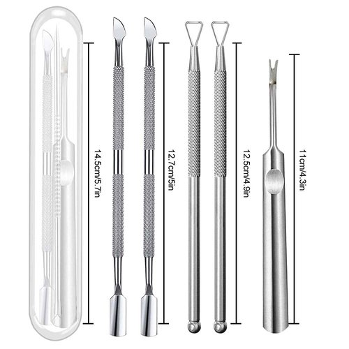 6 PCS Cuticle Pusher and Cutter Remover Stainless Nail Polish Peeler Scraper Durable Manicure and Pedicure Cleaner Tool - Professional & Durable