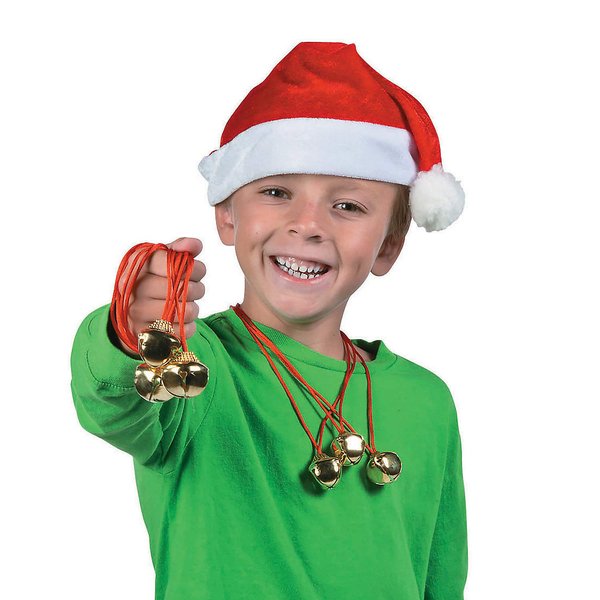 Fun Express Jingle Bell Necklaces (1 Dozen) Holiday Party Accessories, Home Decor Accents, Stocking Stuffers