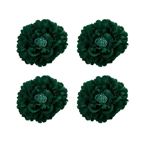 Koolgil Women's 4Pcs Bohemia Peony Flowers Hairpin Hair Clip Flower Brooch for Travel Party Festivals (Dark Green)