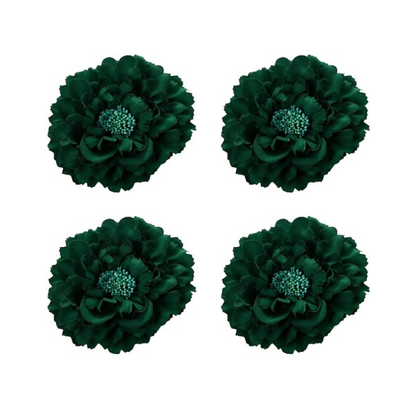 Koolgil Women's 4Pcs Bohemia Peony Flowers Hairpin Hair Clip Flower Brooch for Travel Party Festivals (Dark Green)